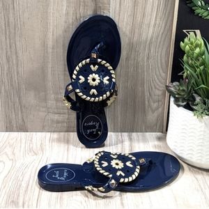 Jack Rogers Georgica Jelly Sandals Little Miss Girls 13 Blue Gold Whip Stitch